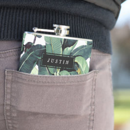 Petaca Frasco envuelto vinilo tropical de la palmera de