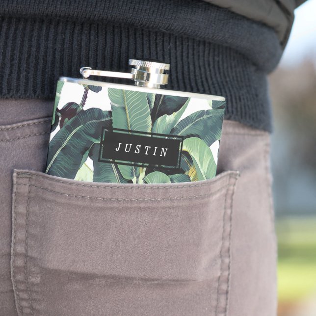 Petaca Frasco envuelto vinilo tropical de la palmera de (In Situ)