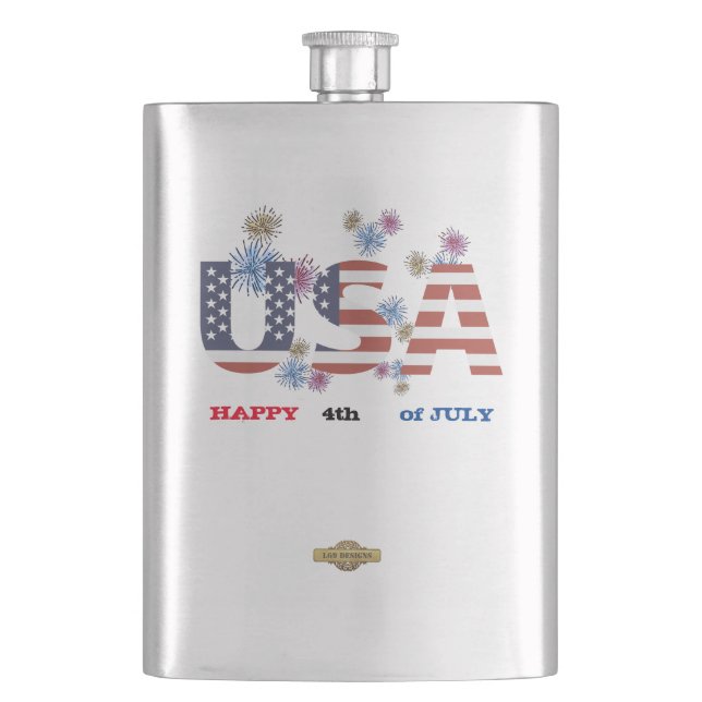 Petaca frasco "FELIZ 4 DE JULIO" (Anverso)