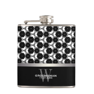 Petaca Frasco Hipster Cuñados Patrón Hexágono Negro Blanc