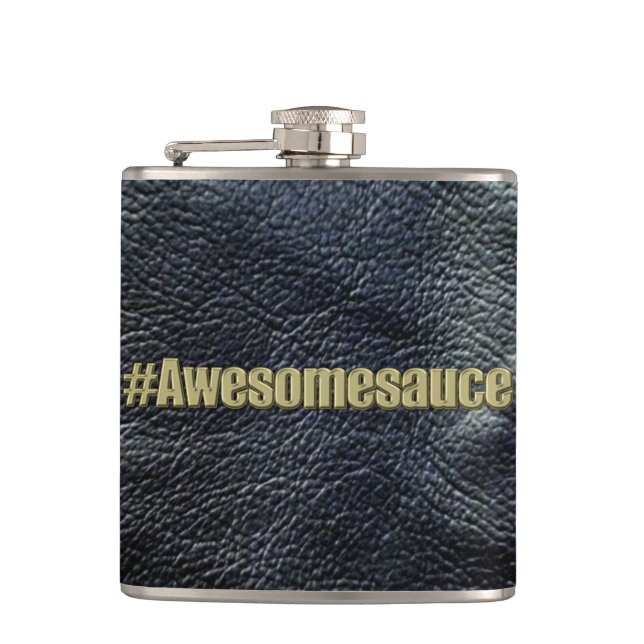 Petaca Frasco negro de la Cuero-Mirada de Awesomesauce (Anverso)