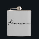 Petaca Frasco para padrino de boda<br><div class="desc">Se muestra un frasco para el padrino de boda en un color gris con texto negro. 
Personalice este artículo o cómprelo tal como está.</div>