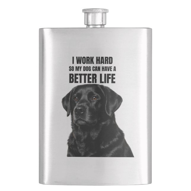 Petaca Frasco para Papá Perro Labrador Negro (Anverso)
