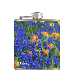 Petaca Frasco Personalizado de las flores azules de Holla