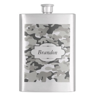 Petaca Frasco personalizado diseño negro de Camo y gris