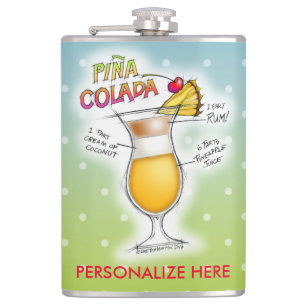 PETACA FRASCO PERSONALIZADO, RECETA DE COCTEL PINA COLADA