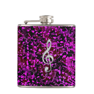Petaca Frasco rosado de la música del Clef agudo de las