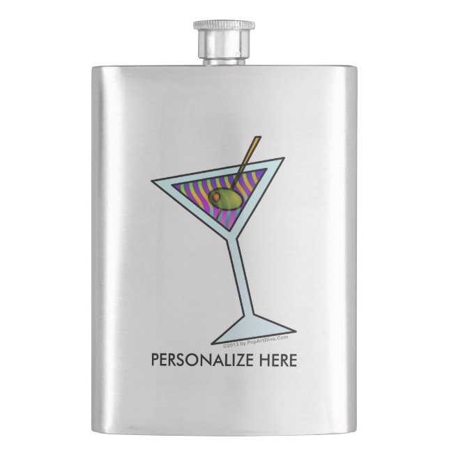 PETACA FRASCOS DE COCTEL - DISEÑO DE MARTINI (Anverso)