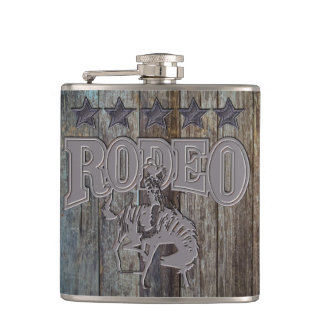 Petaca Frascos de licor de vaquero de rodeo de madera rús