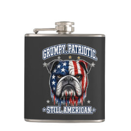 Petaca Frascos Patrióticos de Bulldog Gruñón del 4 de Jul