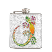 Frascos tribales florales del arte del Gecko