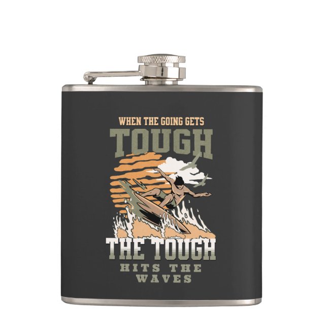 Petaca Frase De Cita Inspiradora De Duras Olas De Surf (Anverso)