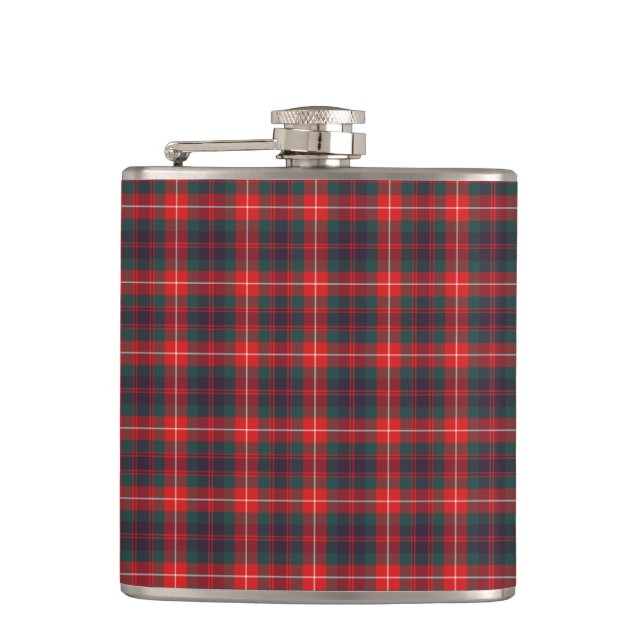 Petaca Fraser Clan Brillante Rojo y Azul Naval Tartán Mod (Anverso)