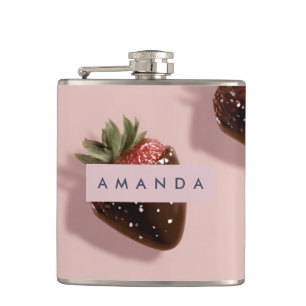 Petaca Fresa personalizada de color rosa-crema de chocola