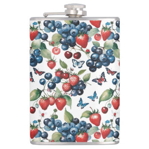 Petaca Fresas con arándanos y mariposas