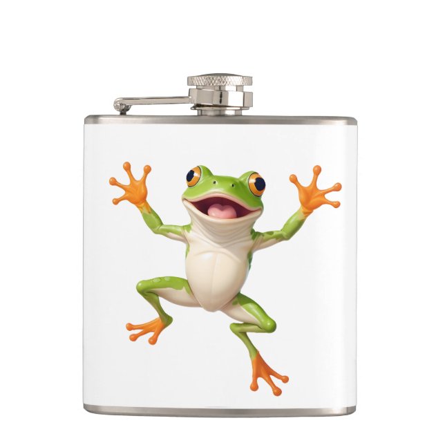 Petaca Frog Happy Playful Fun Saltando En El Aire Alegre (Anverso)