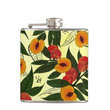 Fruta y flor de cerezo verde rojo Naranja retro ma
