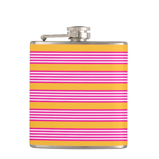 Petaca Fuchsia y amarillo cinco rayas (Anverso)