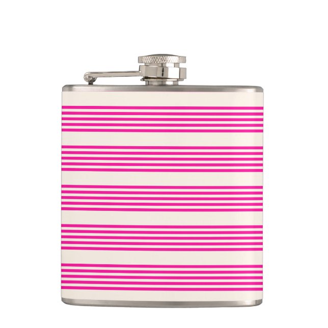 Petaca Fuchsia y beige cinco rayas (Anverso)