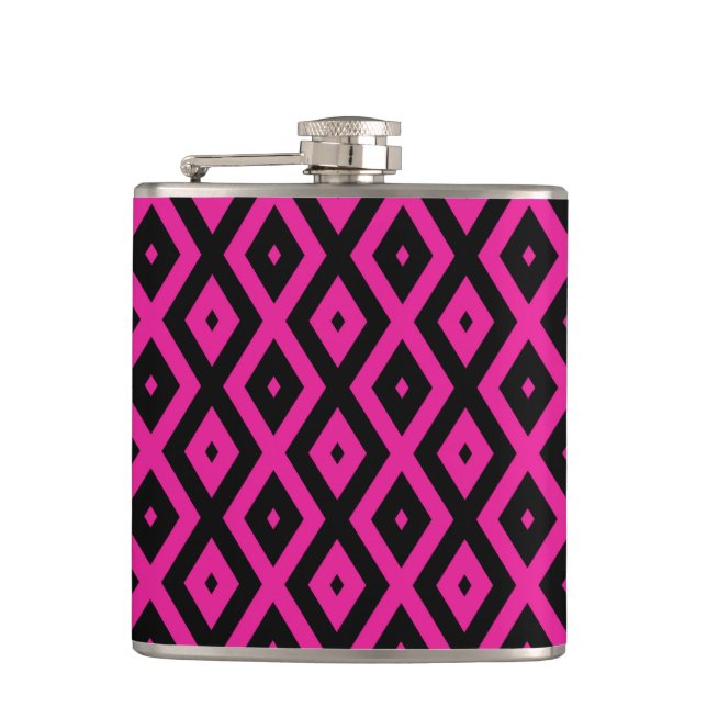 Petaca Fuchsia y patrón de diamante negro (Anverso)