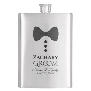 Petaca Fun Black Tie Tuxedo Groom Plata Flask