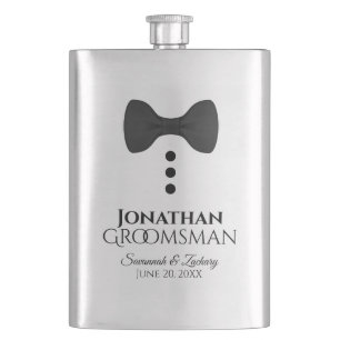 Petaca Fun Black Tie Tuxedo Groomsman Silver Flask