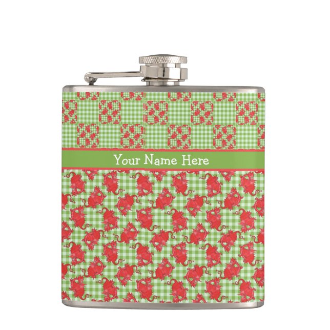 Petaca Fun Hip Flask para personalizar: Cute Dragones Roj (Anverso)