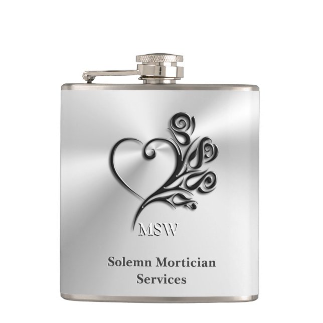 Petaca Funeral Morticius Services, Heart and Rosas (Anverso)