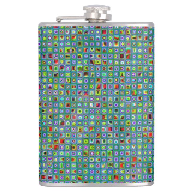 Petaca Funky Turquesa Texturizado Mosaico Patrón (Anverso)