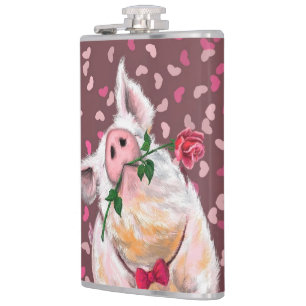 Petaca Funny Flask Gentleman Pig con Rosa