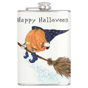 Petaca Funny Halloween Flask Witch Pumpkin Flying