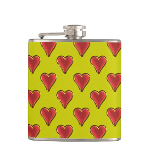 Petaca Funny Heart Pattern oro rojo + tu trasero. y texto