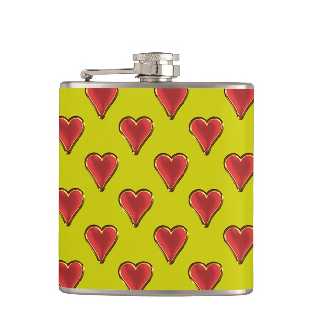 Petaca Funny Heart Pattern oro rojo + tu trasero. y texto (Anverso)