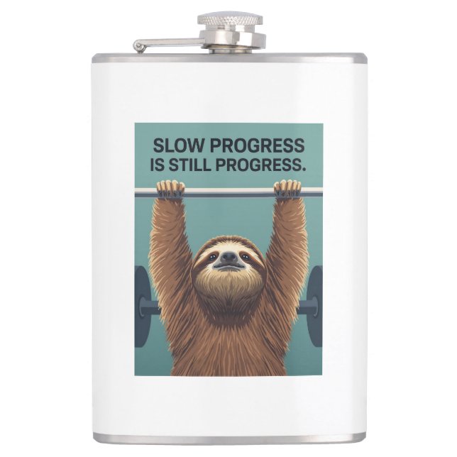Petaca Funny Sloth Gym Motivation Poster - Slow Progress  (Anverso)
