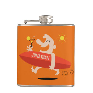 Petaca Funny Surfer con máscara de nombre personalizado C