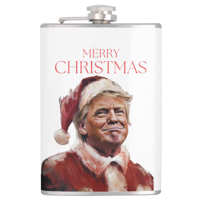 Petaca Funny tarjeta de Navidades de Trump Santa Claus (Anverso)