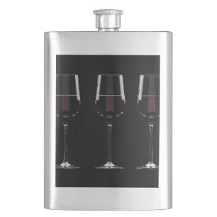 Petaca Gafas de vino con vino tinto en negro