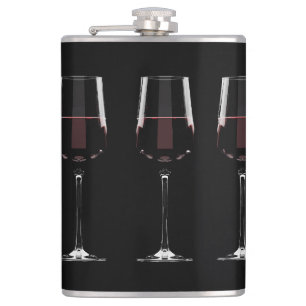 Petaca Gafas de vino con vino tinto en negro