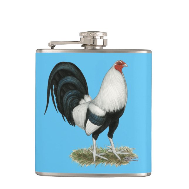 Petaca Gallero de ala de pato plateado (Anverso)