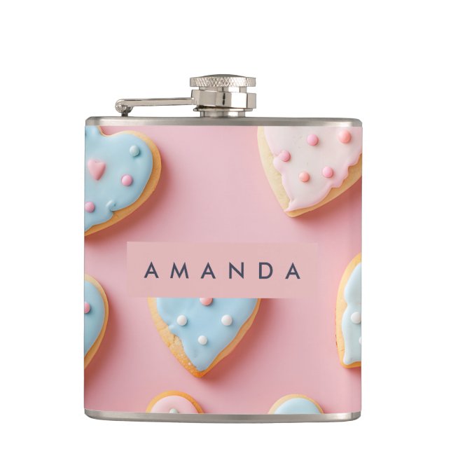 Petaca Galleta de Corazón de Pastel Dulce Personalizada (Anverso)