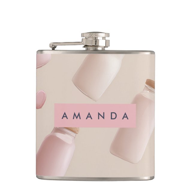 Petaca Galleta rosa y fresa personalizada (Anverso)