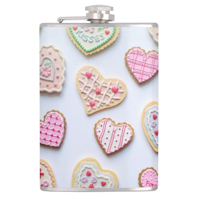 Petaca galletas del corazón del el día de San Valentín (Anverso)