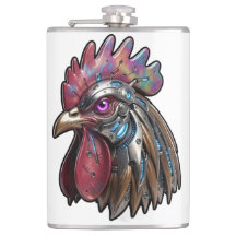 Gallo Ciberpunk Arte Mecánico Irisado