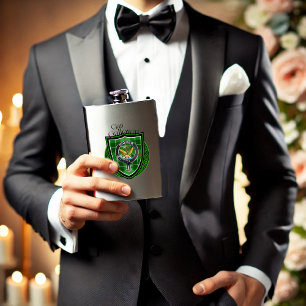 Petaca Galloway Clan Escocesa Tartán y Escudo