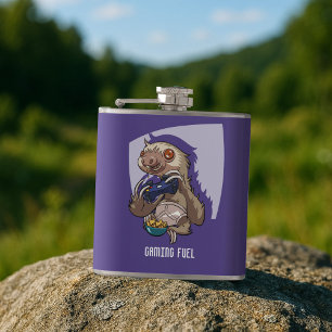 Petaca Gamer Sloth comiendo nachos en Personalizado de ro