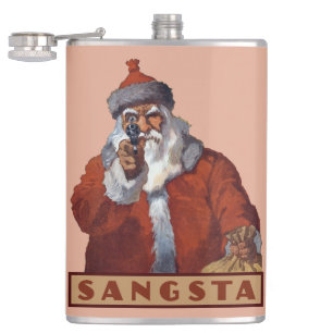 Petaca Gangsta Santa personalizado frasco de monograma