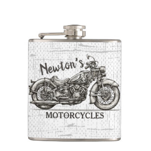 Petaca Garaje para motociclistas con nombre personalizado