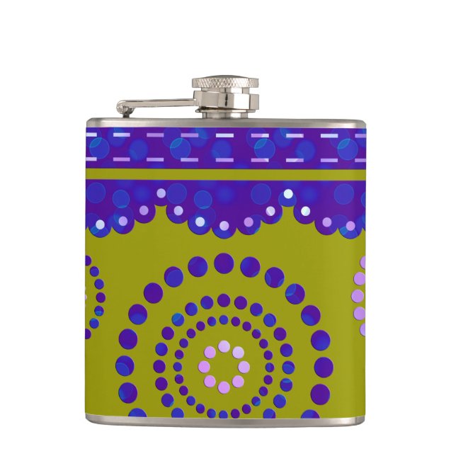 Petaca Garland ARTdeco azul violeta + tu color de fondo (Anverso)