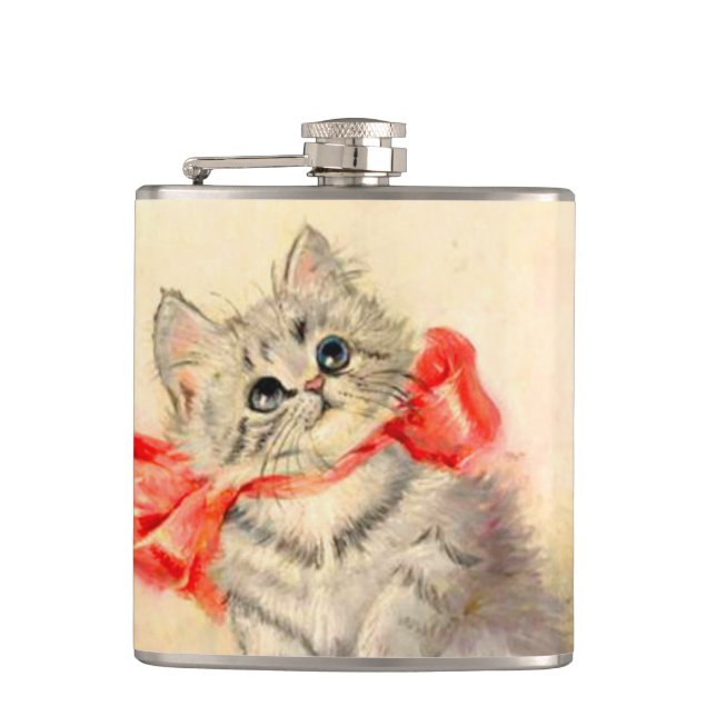 Petaca Gatito con cinta roja (Anverso)