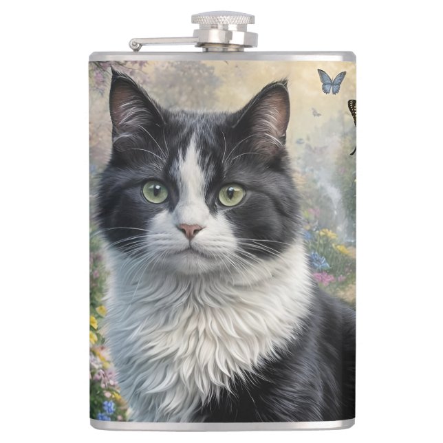 Petaca Gatito en el jardín de flores (Anverso)